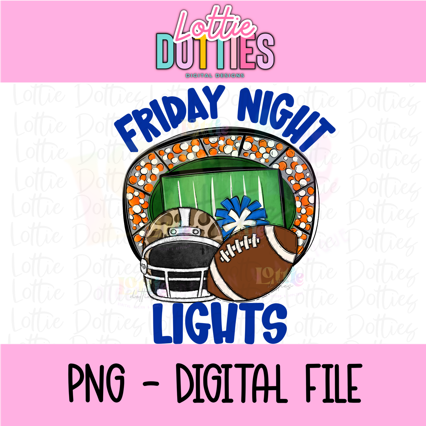 Friday Night Lights PNG - School Spirit Design- Digital Download - Royal Blue and Orange