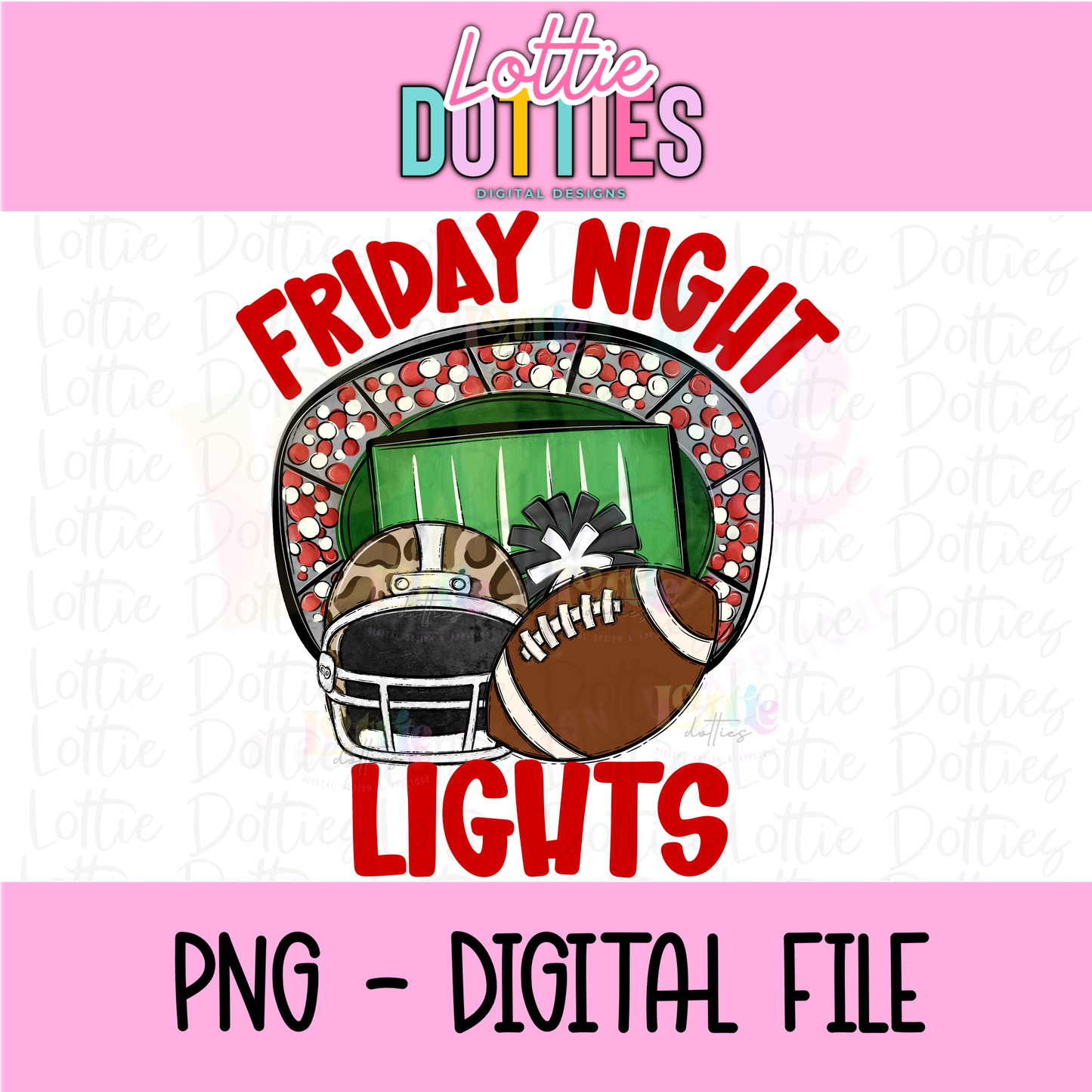 Friday Night Lights PNG - School Spirit Design- Digital Download - Red and Black