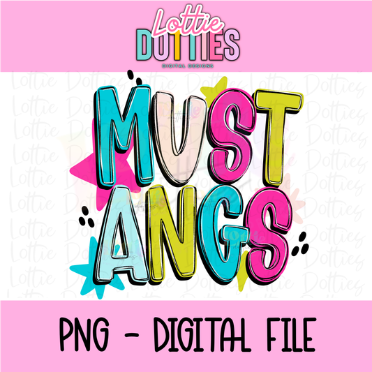 Mustangs PNG - Mustangs Colorful Design - Digital Download