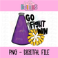 Go Fight Win PNG - School Spirit design -Purple and Gold -  Digital Download