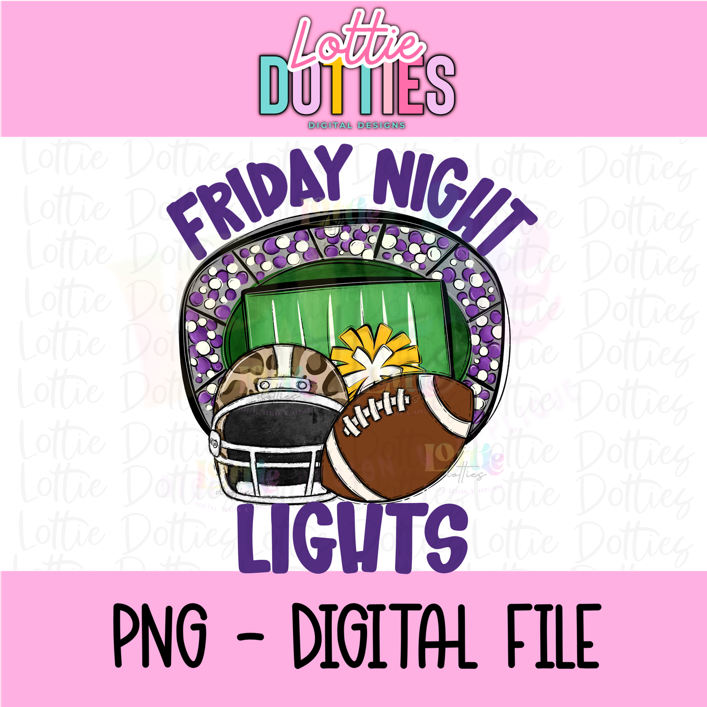 Friday Night Lights PNG - School Spirit Design- Digital Download - Purple and Gold