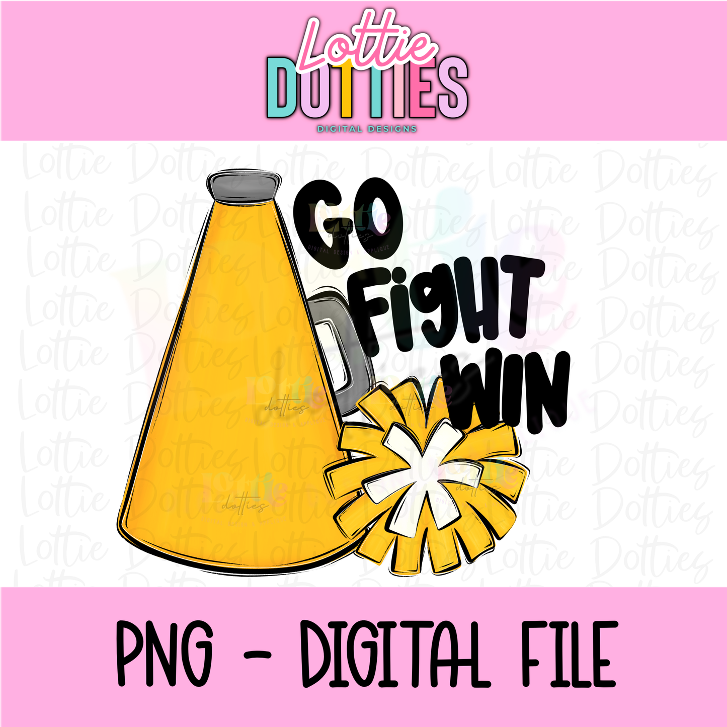 Go Fight Win PNG - School Spirit design -Gold -  Digital Download