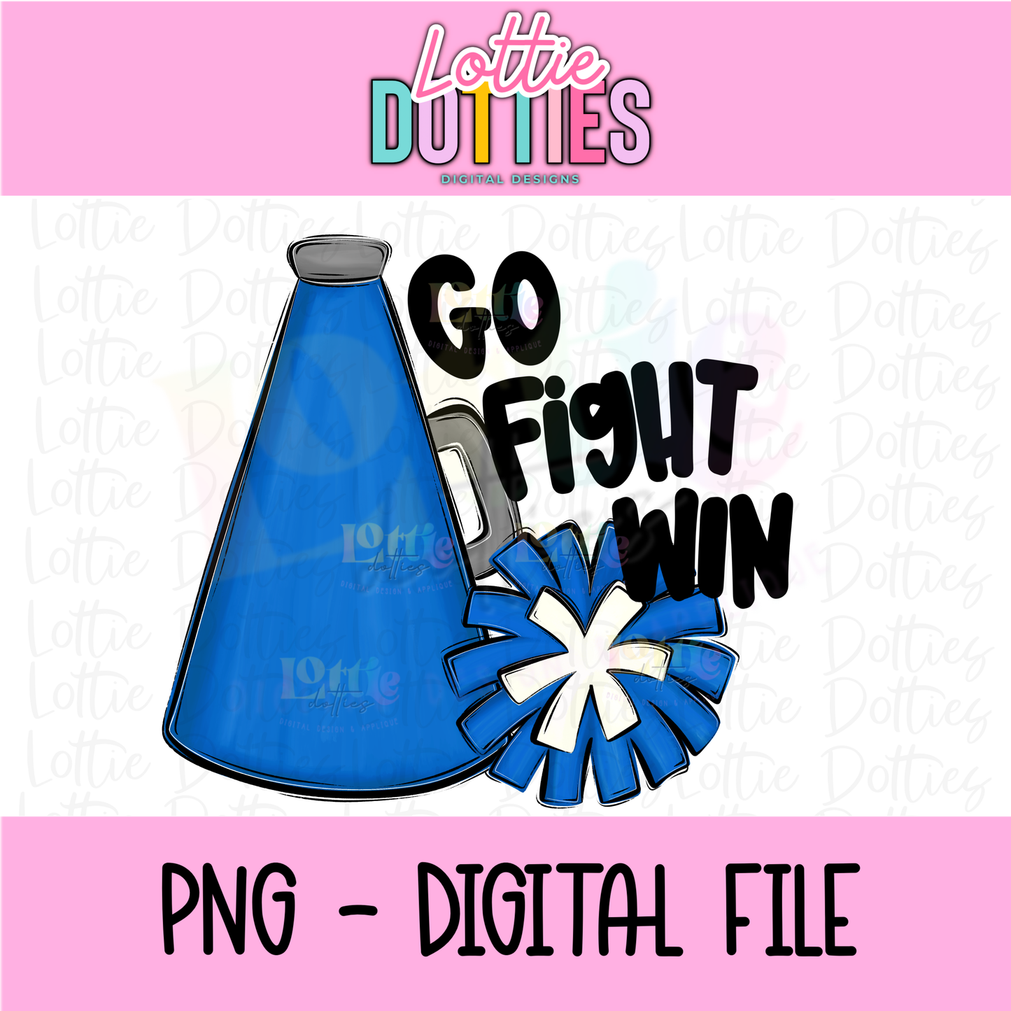Go Fight Win PNG - School Spirit design - Royal Blue and White -  Digital Download