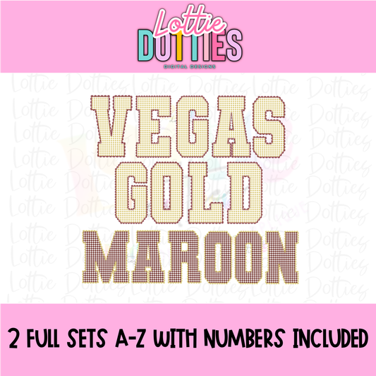 Maroon and Gold Gingham Lace Spirit Alphabet | Spirit Alpha Pack | Digital Download | PNG