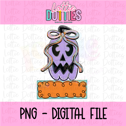 Pumpkin Name Plate - Cute Purple Pumpkin PNG - Sublimation - Digital Download