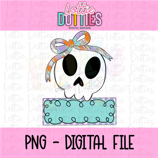 Skeleton Name Plate - Cute Skeleton PNG - Sublimation - Digital Download