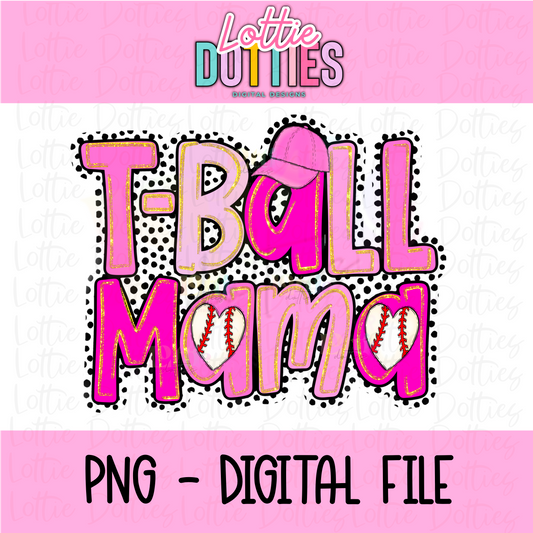 T-Ball Mama Png - T-Ball Pink Bows Sublimation File - Instant Download - Digital Download