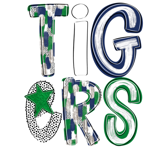 Tigers Poppy  PNG - Tigers sublimation design - Digital Download - Green and Navy