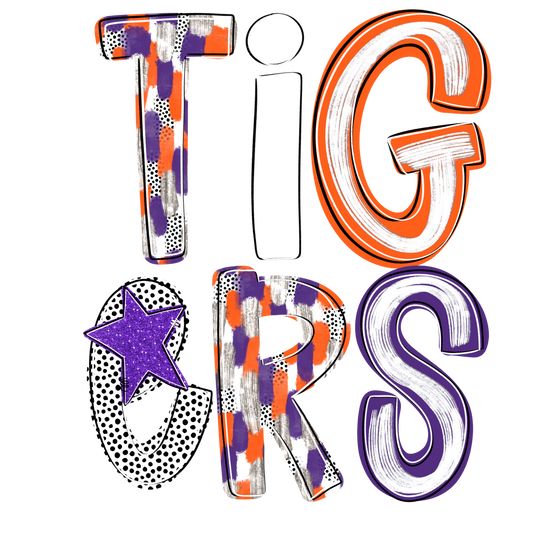 Tigers Poppy  PNG - Tigers sublimation design - Digital Download - Orange and Purple