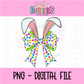 Bunny Bow - Bright Dots Bunny Bow PNG - Design Sublimation - Digital Download