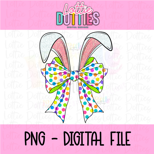 Bunny Bow - Bright Dots Bunny Bow PNG - Design Sublimation - Digital Download