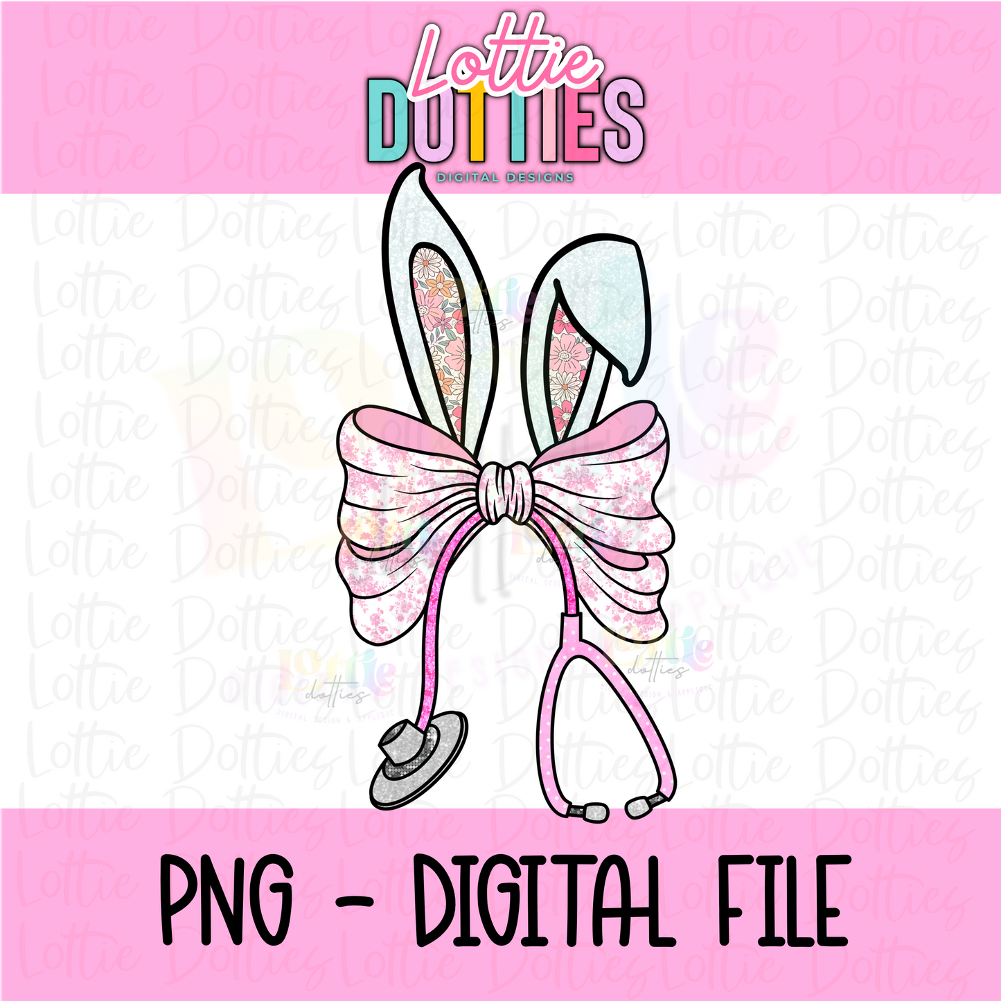 Bunny Bow - Nurse Bunny Pink Bow  PNG - Design Sublimation - Digital Download