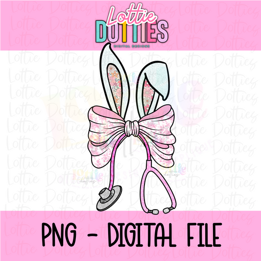 Bunny Bow - Nurse Bunny Pink Bow  PNG - Design Sublimation - Digital Download