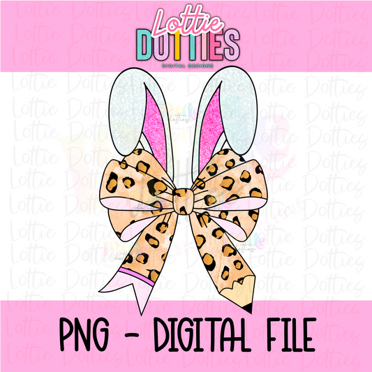 Bunny Bow - Leopard Pencil Bunny Bow PNG - Design Sublimation - Digital Download