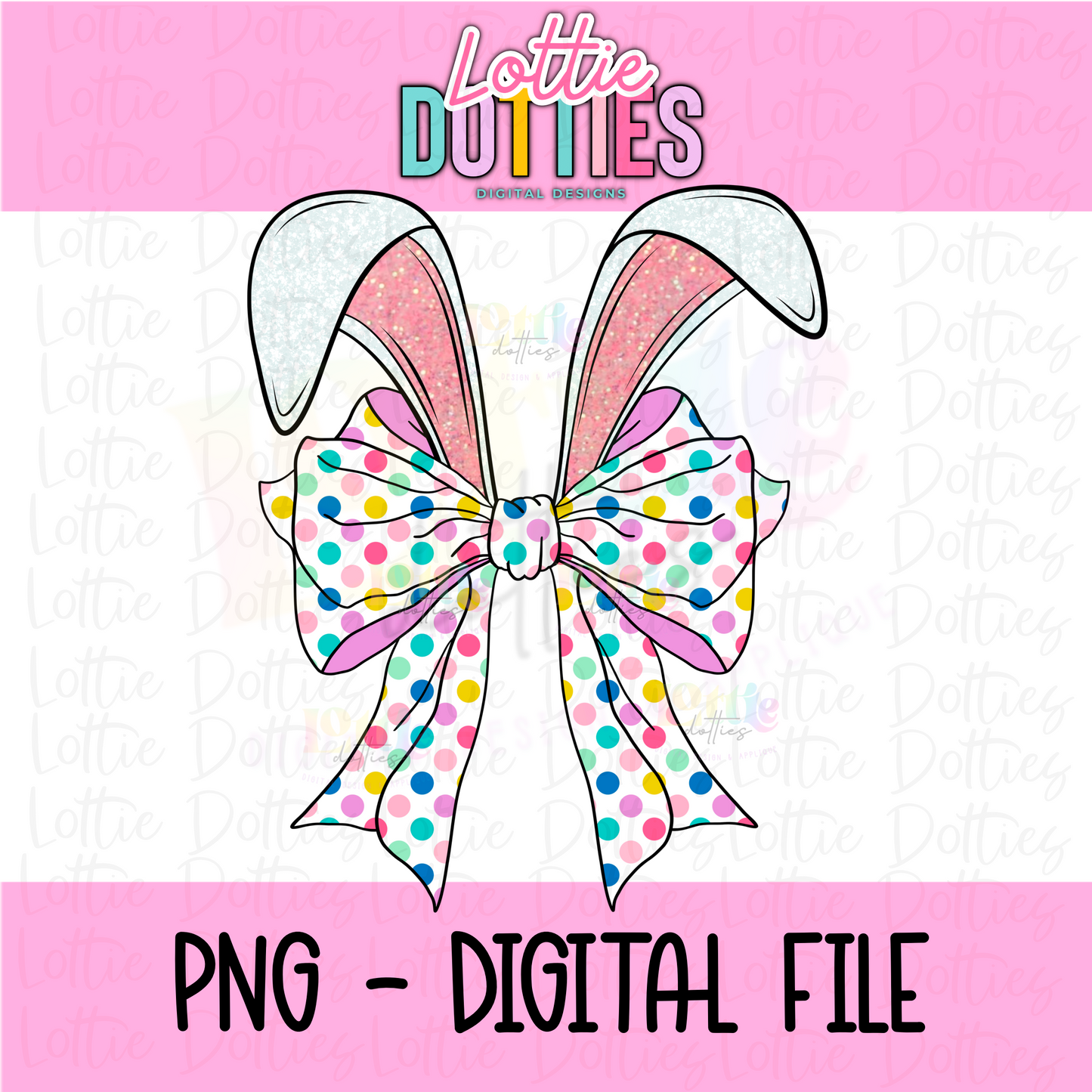 Bunny Bow - Dots Bunny Bow PNG - Design Sublimation - Digital Download