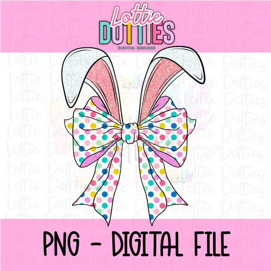 Bunny Bow - Dots Bunny Bow PNG - Design Sublimation - Digital Download