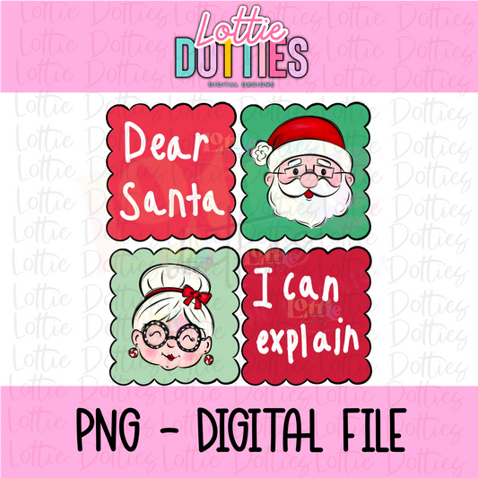 Dear Santa I Can Explain | PNG | Christmas Design | Digital Download