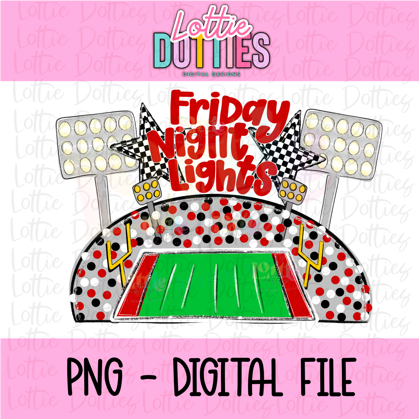 Friday Night Lights PNG - Red & Black sublimation design - Digital Download