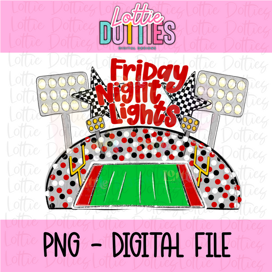 Friday Night Lights PNG - Red & Black sublimation design - Digital Download