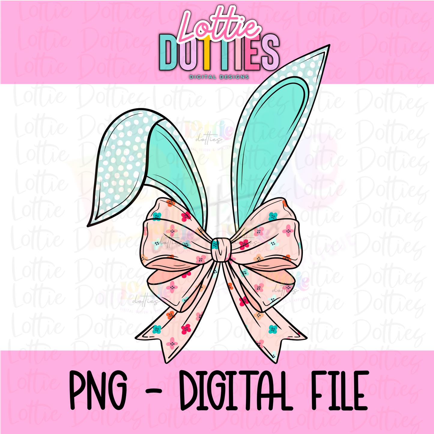 Bunny Bow - Peach Floral Bunny Bow PNG - Design Sublimation - Digital Download