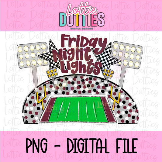 Friday Night Lights PNG - Maroon sublimation design - Digital Download