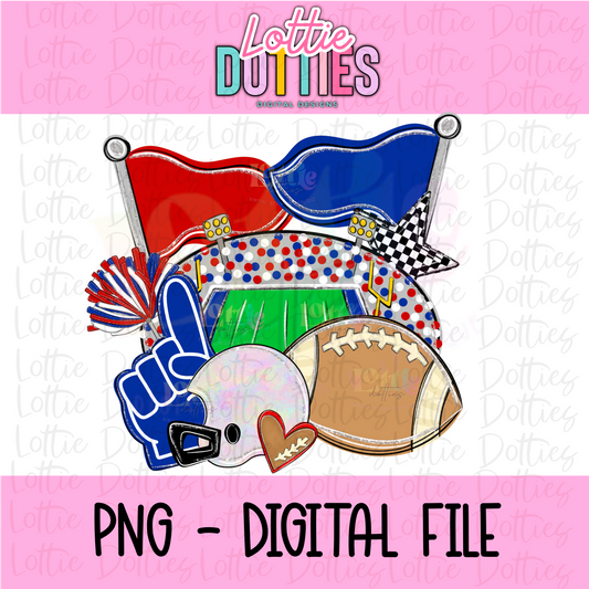 Red and Blue Football PNG - Red & Blue Football  sublimation design - Digital Download
