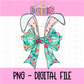 Bunny Bow - Teal Floral Bunny Bow PNG - Design Sublimation - Digital Download