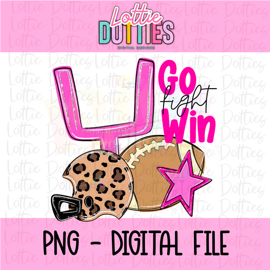 Go Fight Win PNG - Go Fight Win Pink Football sublimation design - Digital Download