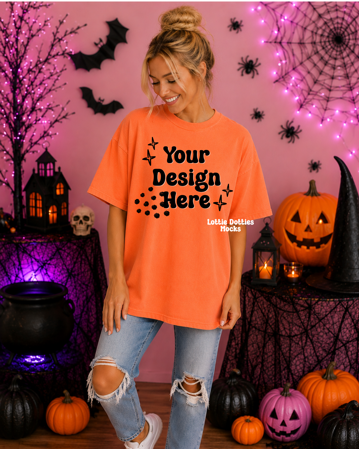 Halloween Comfort Color Burnt Orange Shirt Mock Up
