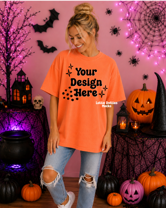 Halloween Comfort Color Burnt Orange Shirt Mock Up