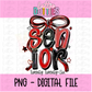 Senior Bow PNG - Red and Black sublimation design - Digital Download