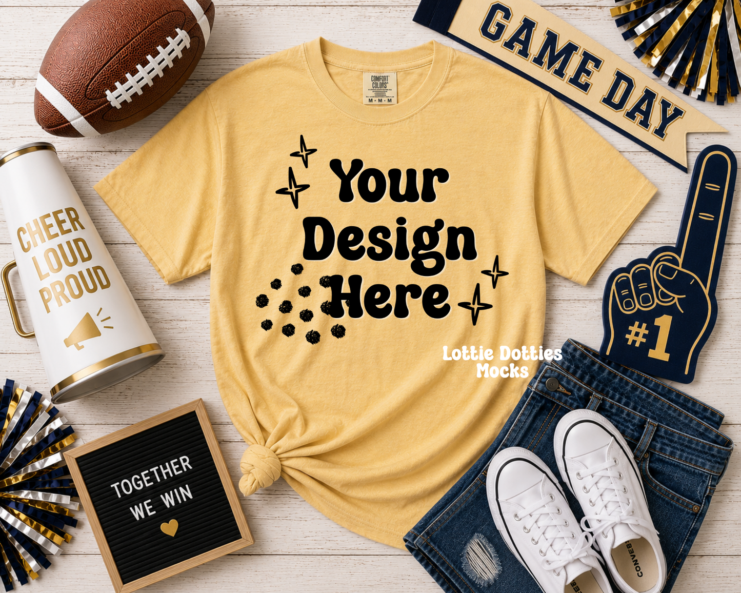 School Spirit Mustard Comfort Color Shirt Mock Up