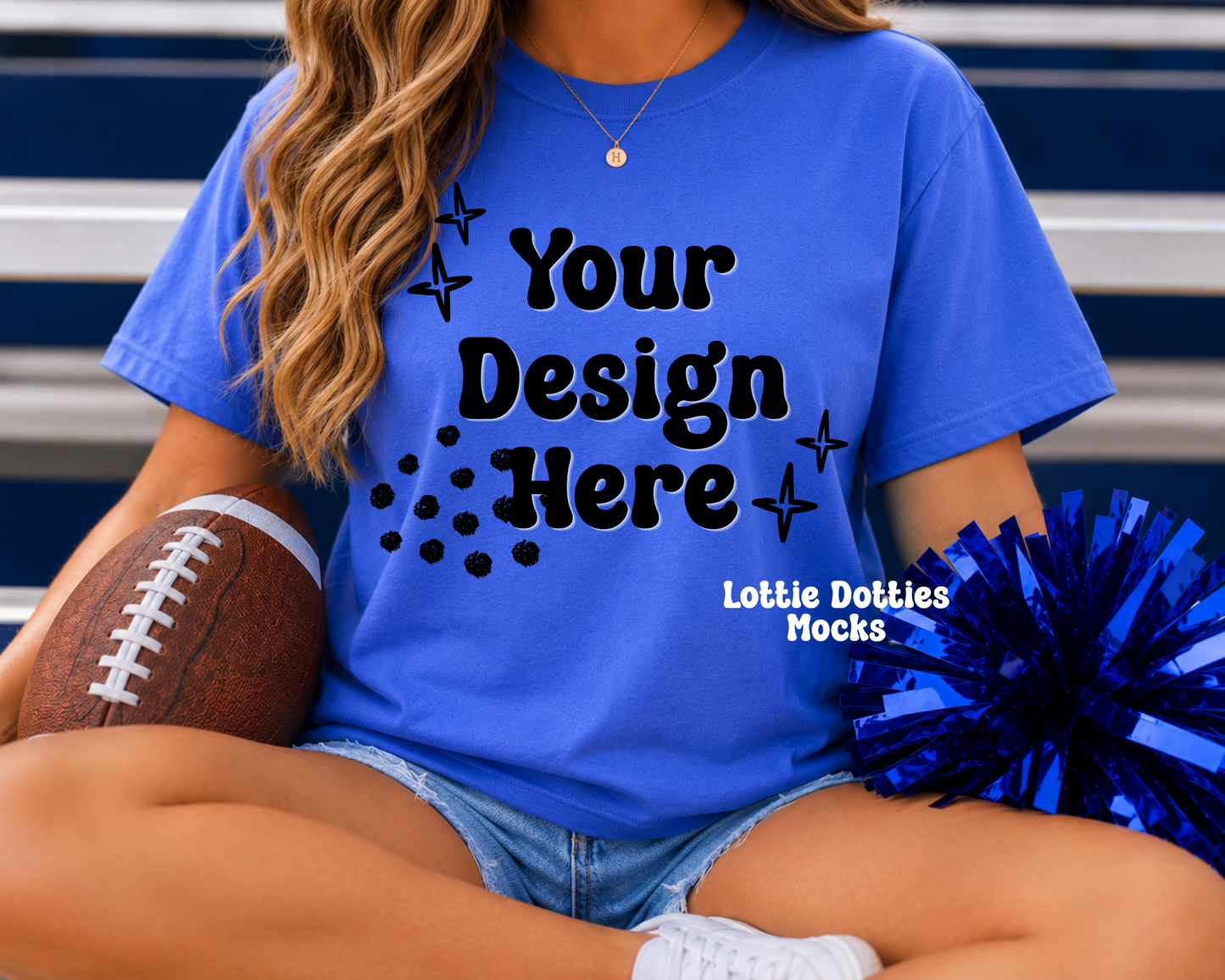 School Spirit Flo Blue Comfort Color Shirt Mock Up