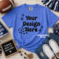 School Spirit Flo Blue Comfort Color Shirt Mock Up
