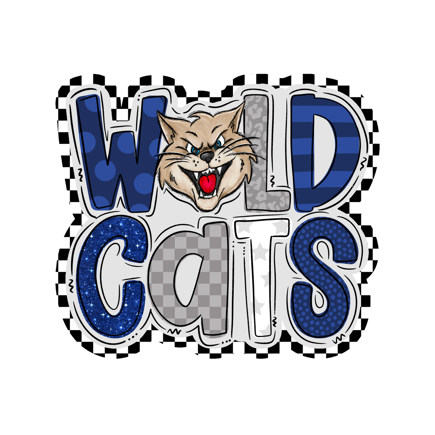 Wildcats Poppy PNG - Wildcats -  sublimation design - Digital Download - Checkered canva