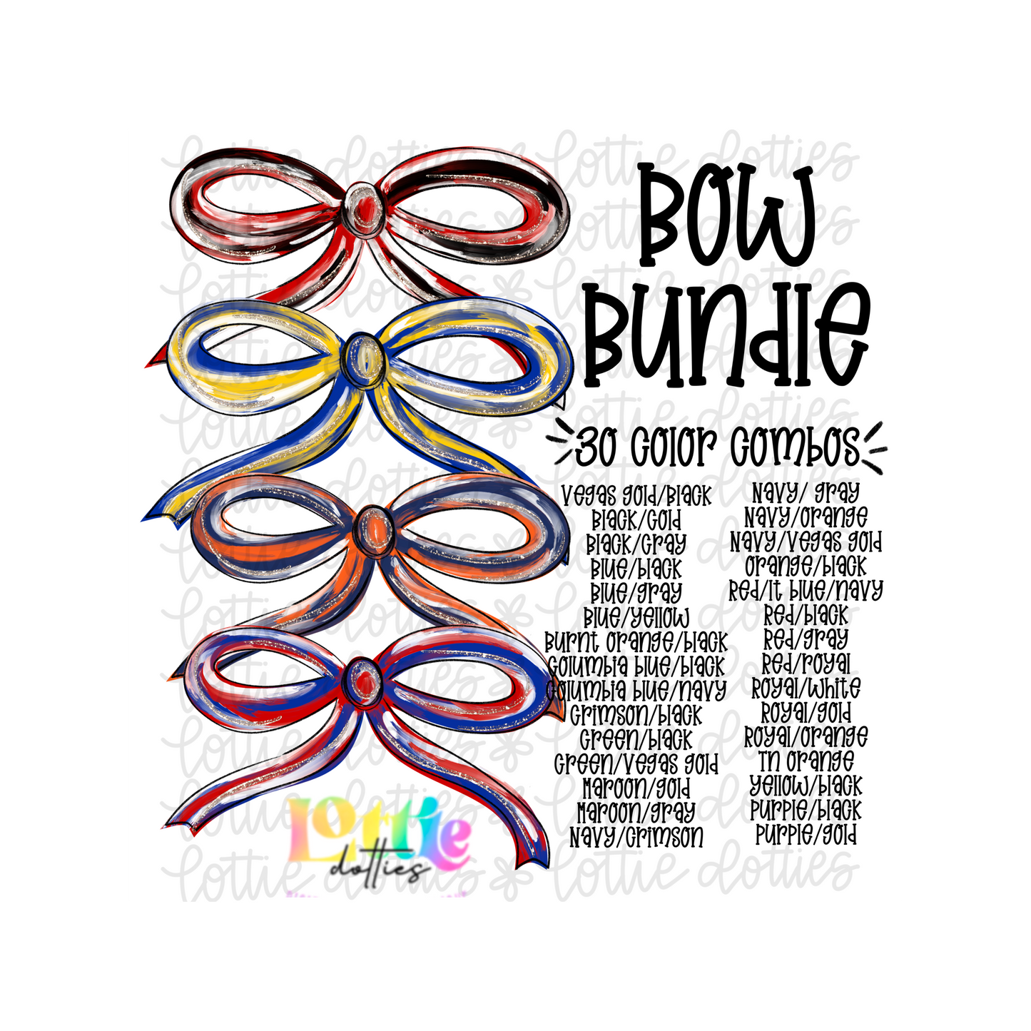 School Spirit Bow Bundle PNG - Team Bows  - Digital Download