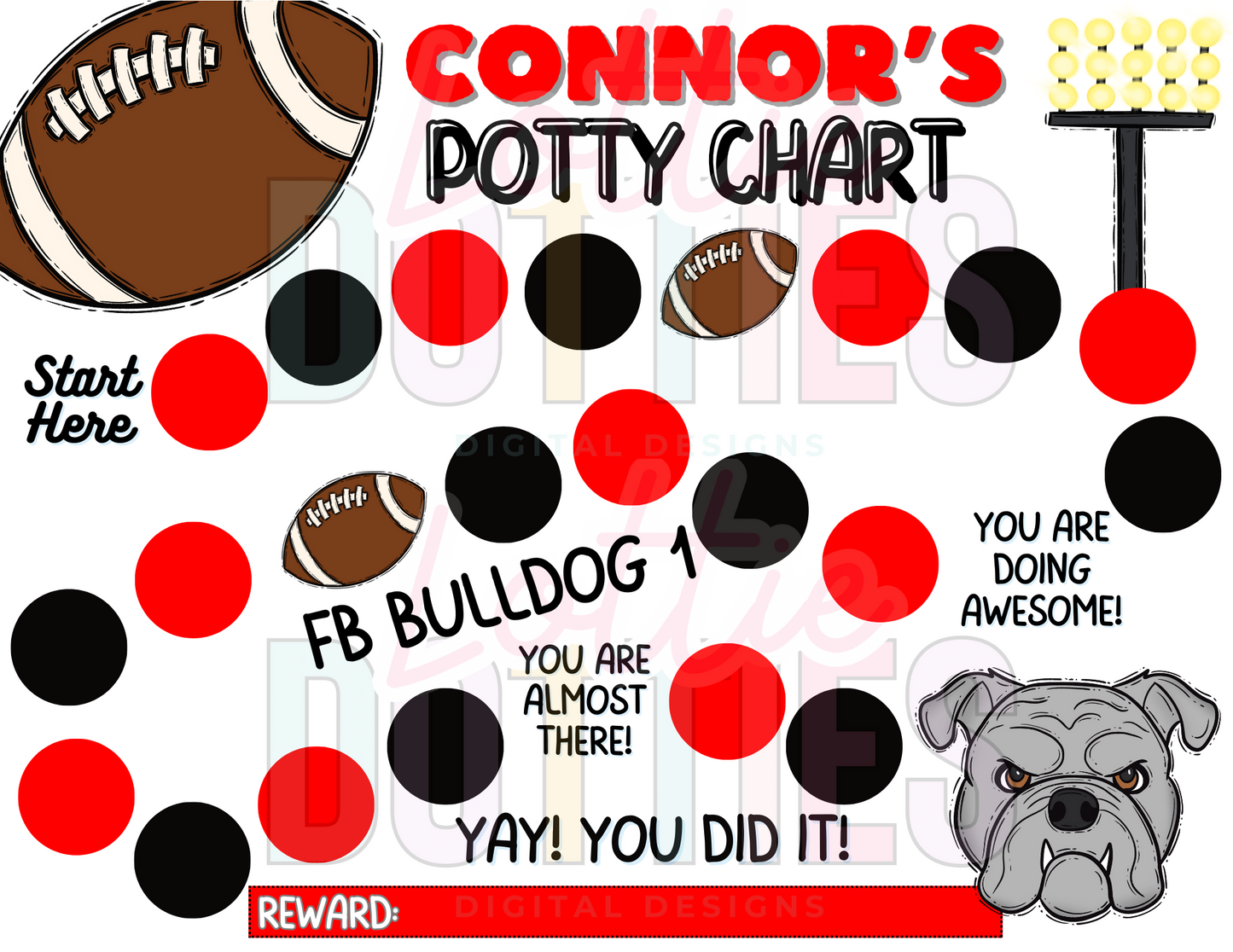 Football Bulldog Potty Chart Template - FB Bulldog 1