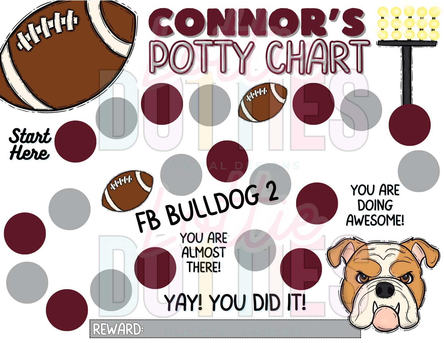 Football Bulldog Potty Chart Template - FB Bulldog 2