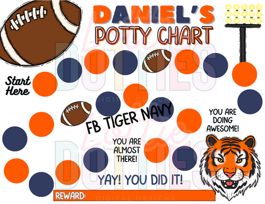 Football Tiger Potty Chart Template - FB Tiger Navy & Orange