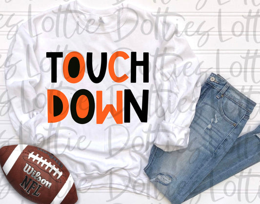 Touchdown Png - Football Sublimation Design- Digital Download -Orange and Black
