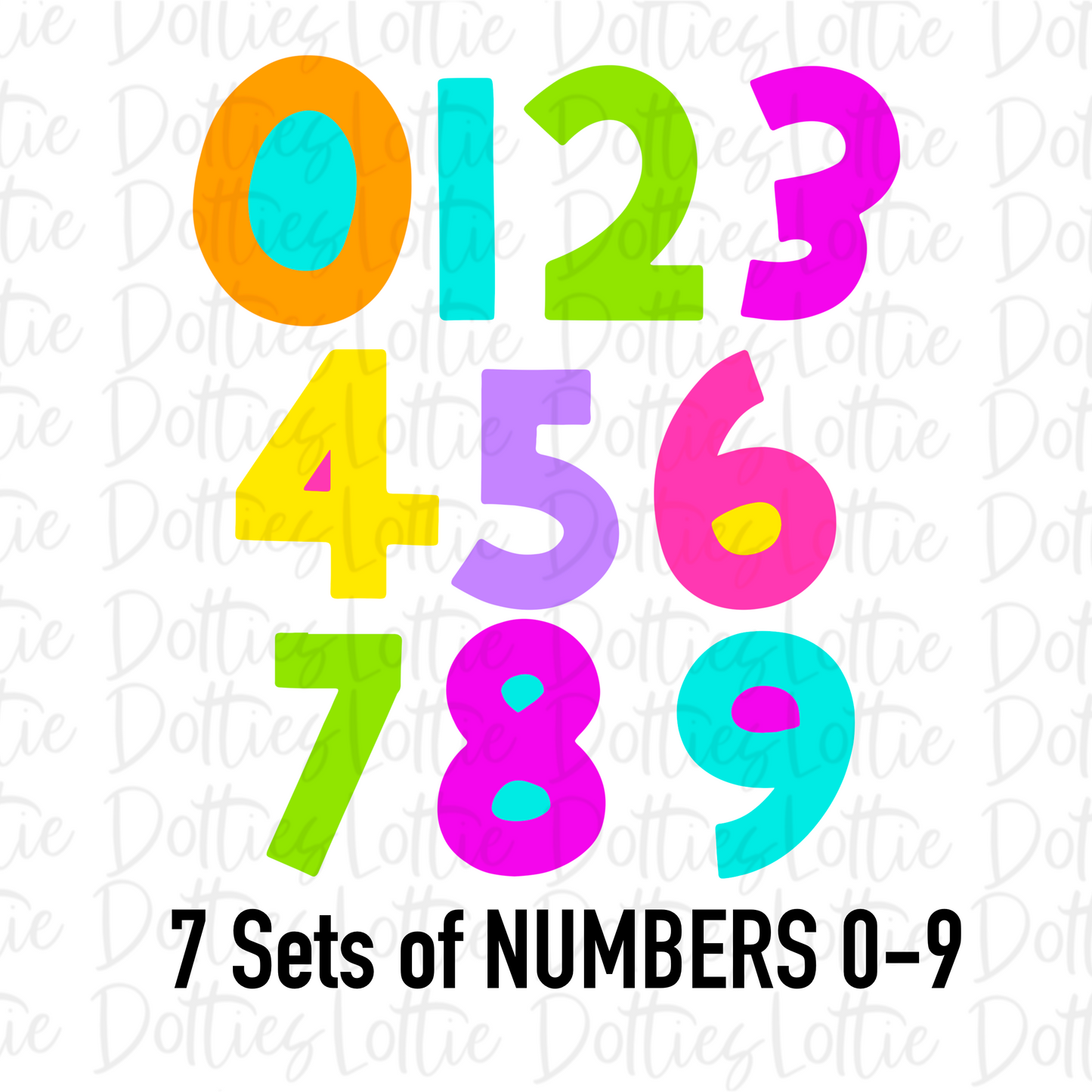 Bright Filled Number Alpha Png - Bright number Alpha Pack - Digital Download