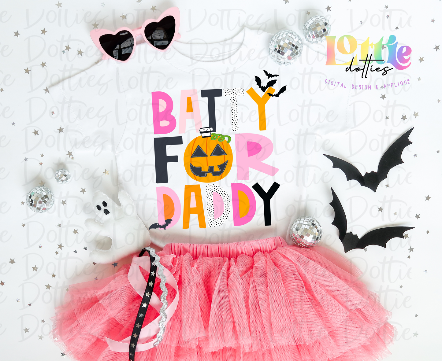 Batty for Daddy Pink and Orange PNG- Halloween Design Sublimation - Digital Download