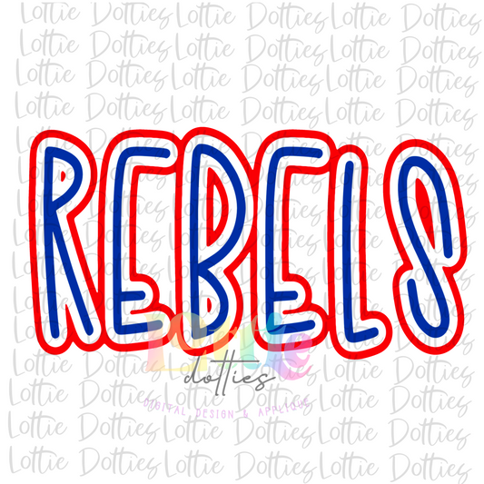 Rebels PNG - Digital Download - Rebels Sublimation Design - Royal and Red