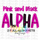 Pink and Black Lines Alpha Pack - Alphabet Clipart - Instant Download