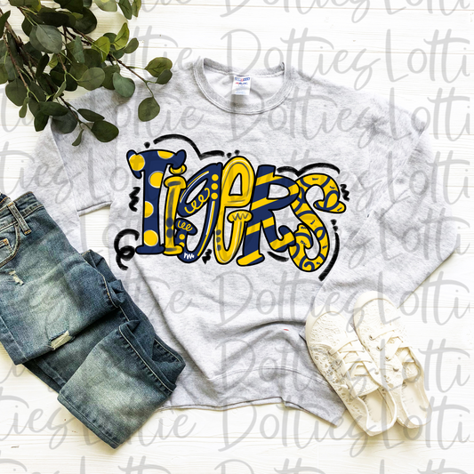 Tigers PNG - Tigers sublimation design - Digital Download Navy and Yellow