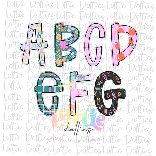 School Days Alpha - Alpha Pack - Alphabet Clipart - Instant Download  - Alpha Pack