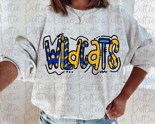 Wildcats PNG - Wildcats -  sublimation  - Digital Download - Blue and Gold