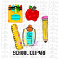 School Clipart Png - Back to School Bundle Design - Digital Download