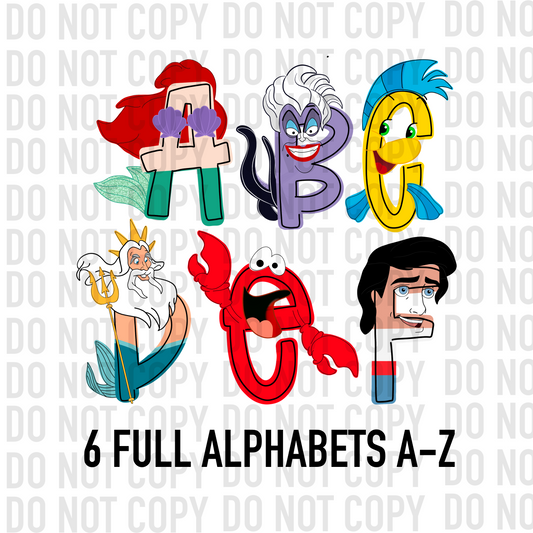 Under the Sea Princess Alphabet - Alpha Pack - Alphabet Clipart - Instant Download  - Alpha Pack