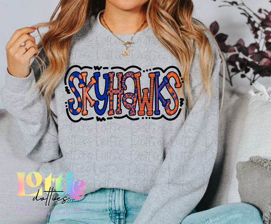 Skyhawks PNG - Skyhawks Sublimation - Digitial Download - Blue and Orange